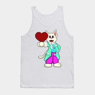 Cat as Doctor with Heart Tank Top